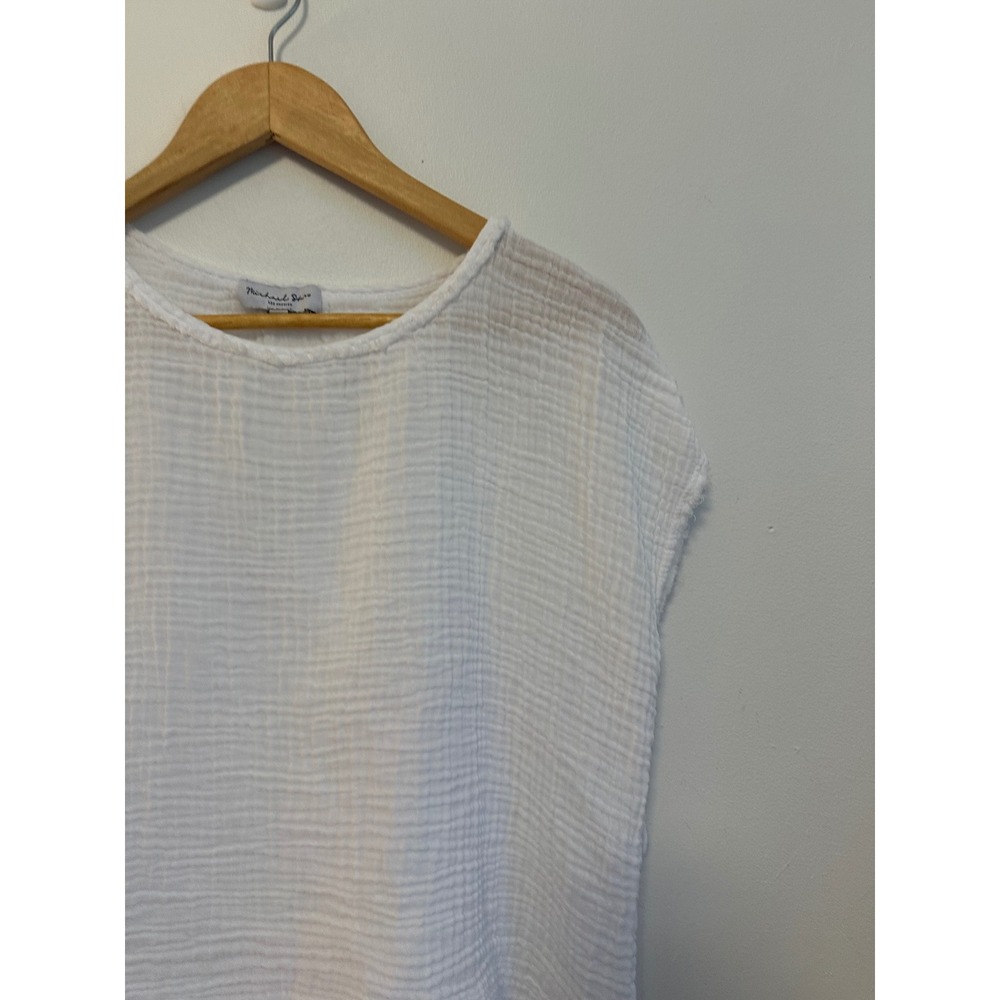 Michael Stars White Crinkle Gauze Cap Sleeve Boxy Top | Size Small - Picture 2 of 6